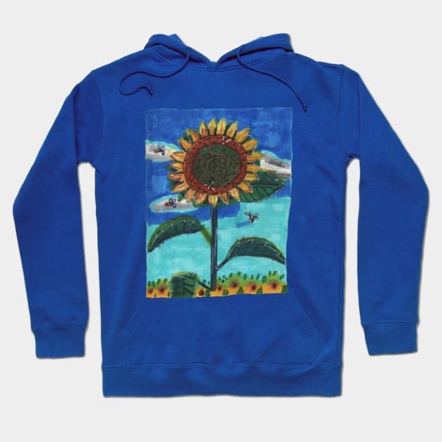 Sunflower in the Field Hoodie by Mila-Ola_Art